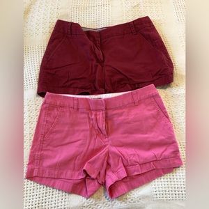 Lot 2 pair jcrew chino shorts. Sz 8. Red. Pink. Gently worn.